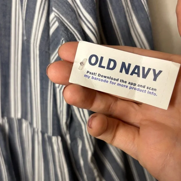 NWT Striped Tiered Lace-Up Mini Swing Dress, Blue Stripe Long Sleeve,‎ Large - Picture 6 of 17